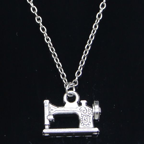 

20pcs new fashion necklace 20x15mm vintage treadle sewing machine pendants short long women men colar gift jewelry choker 201013, Silver
