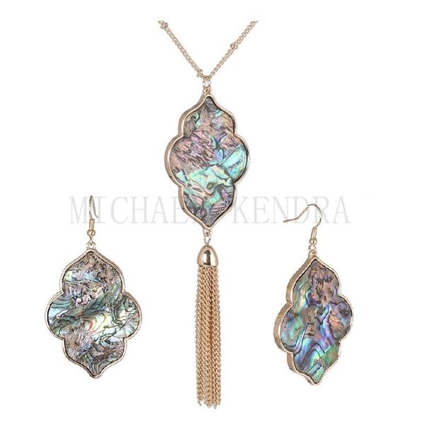 

бесплатная доставка ожерелье серьги серьги ювелирные изделия установите abalone shell leopard snakeskin акриловые подвески tassels длинные ц, Silver