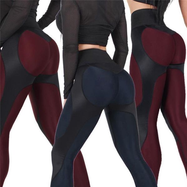 

2020 push up leggings women gothic high waist splice legins fitness workout legging fleece pants, Black