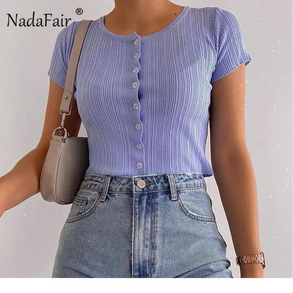 

nadafair thin cardigan knit button ruffle casual t-shirt ladies short sleeve open summer women bl sqcbnp, White