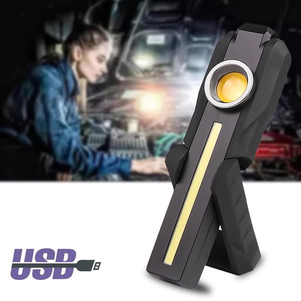 

working led flashlight built in rechargeable battery cob lamp 4 modes torch tail magnet for camping 10w bulbs light litwod black z30