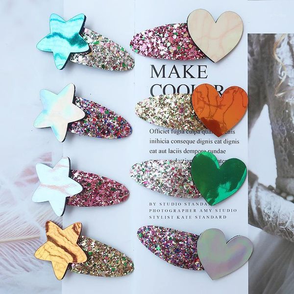 

hair accessories boutique ins 24pcs fashion cute laser star/love snap clips solid glitter barrettes hairpins princess headwear accessories1, Slivery;white