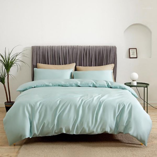 

bedding set light blue 100% silk beauty  king duvet cover flat sheet or fitted sheet pillowcase