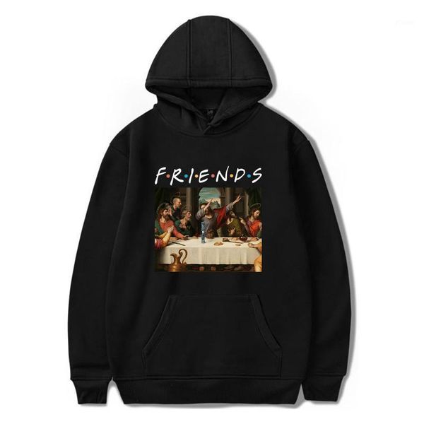 

men's funny da vinci the last supper friends hoodies casual streetwear new hoody harajuku hip hop painting sweatshirt men1, Black