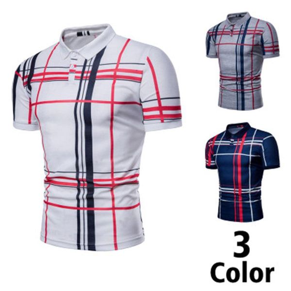 

summer elasticity polo men brand fashion short high lattice tshirt shirt sleeved polos print new casual t-shirt street bomml, Black