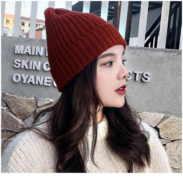 

knitted hats for women men skullcap beanie hat winter retro brimless baggy melon cap cuff docker fisherman hats m qylksi, Black;white