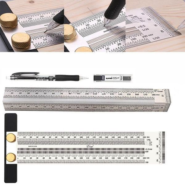 

woodworking scribe 180-400mm t-type ruler hole scribing ruler crossed-out tool line drawing marking gauge diy measuring tool1