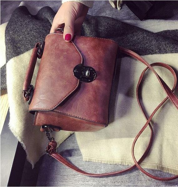

vintage leather female handle bags small women handbag casual shoulder bag lady flap bag