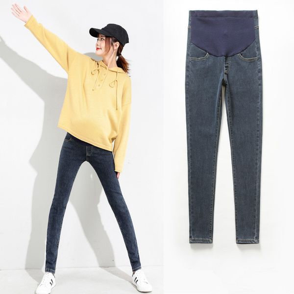 

6xl maternity jeans slim and slim fashion leggings denim elastic waistline maternity pants maternity clothes pregnancy clothes c1002, White