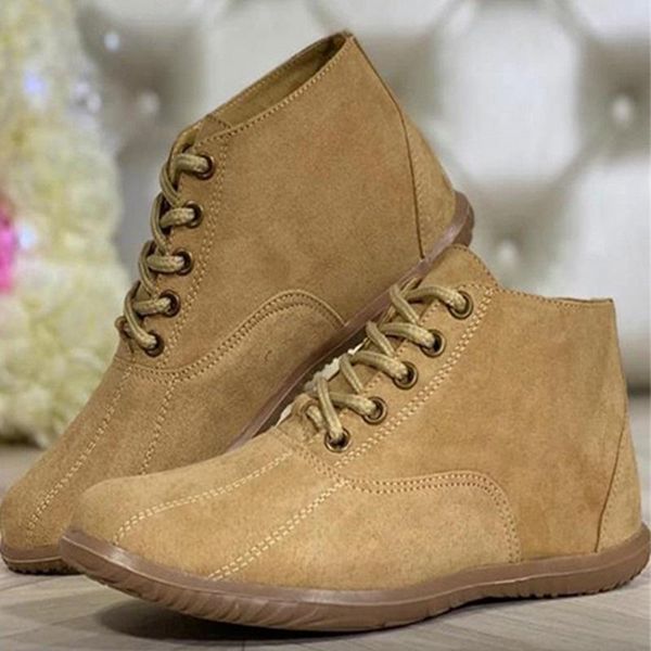 

retro ladies boots winter women's boots casual lace-up ankle pu leather female shoes solid color comfortable soft shoes, Black