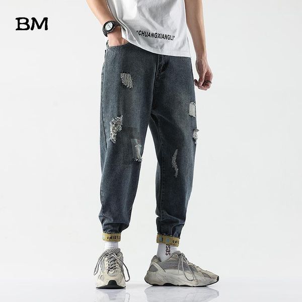 

2020 hip hop ripped jeans for men fashion denim pants streetwear hole baggy jeans 5xl kpop clothes streetwear joggers 5xl1, Blue