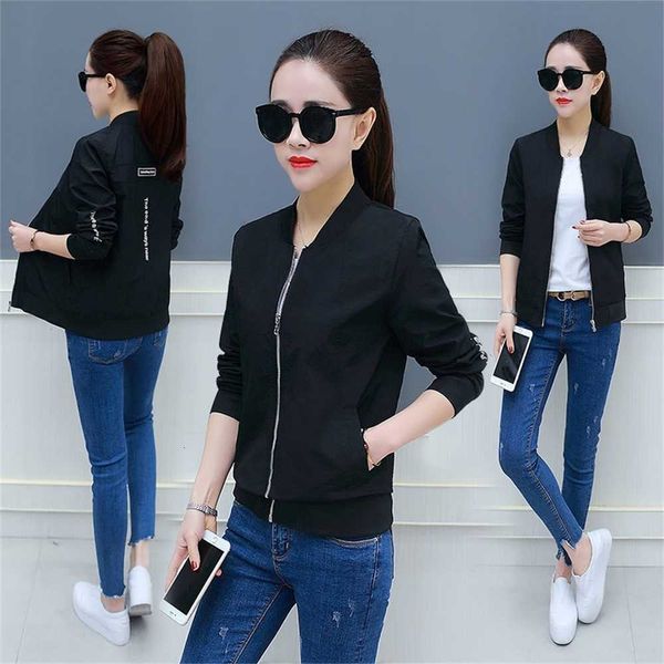 

spring black basic baseball jacket women fashion streetwear plus size 4xl bomber jackets summer shirt sunscreen jacket lj200813, Black;brown