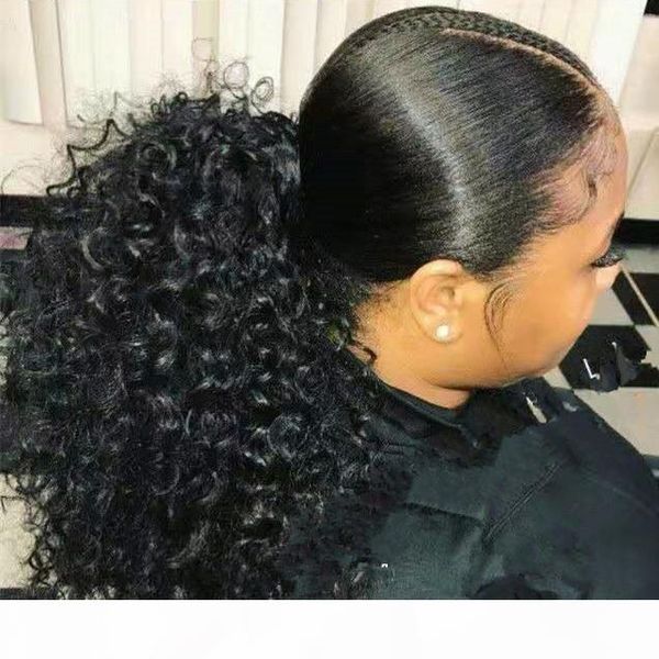 

afro kinky curly human hair ponytail extensions kinky curly drawstring human hair ponytail hairpieces curly clip in ponytail hair piece, Black