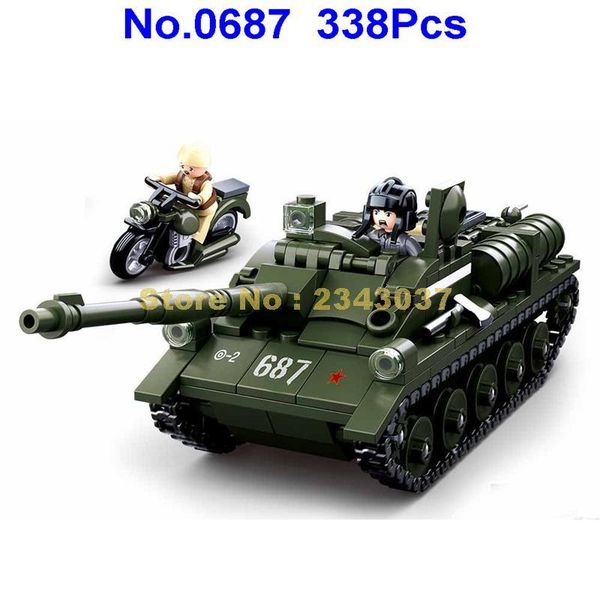 

sluban 338pcs military ww2 world war ii su85 tank building blocks toy 1008