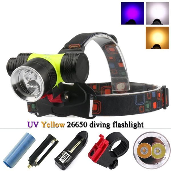 

dual light source diving led head lamp 26650 xml-t6 xm l2 underwater headlamp 18650 fishing waterproof head torch led headlight1