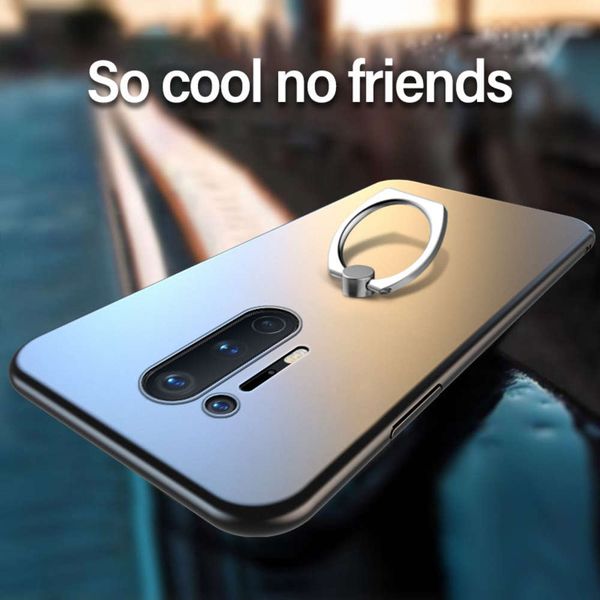 

ultra-thin metal ring bracket matte pc phone case for oneplus 8 7t 7 pro 6t 6 5t 5 protection cover coque