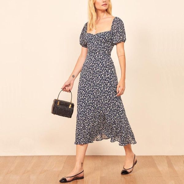 

casual dress female flower print summer slim vestidos kg-405, Black;gray