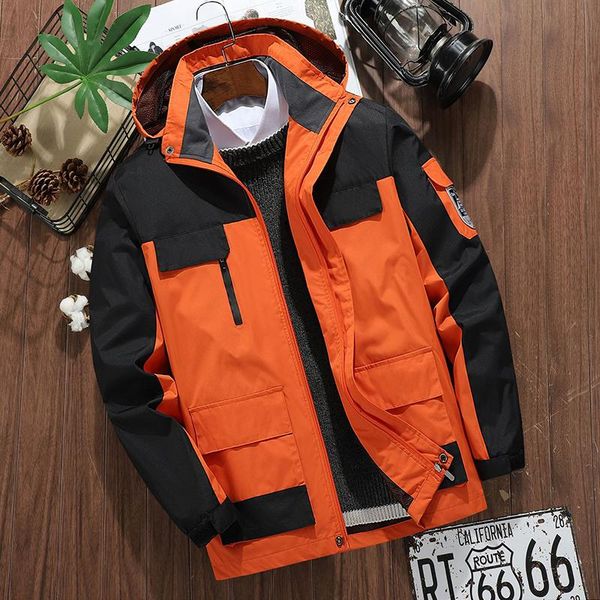 

fashion spring autumn thin outdoor jacket men windbreaker jacket 2021 mens waterproof breathable hiking coat camping outerwear, Black;brown