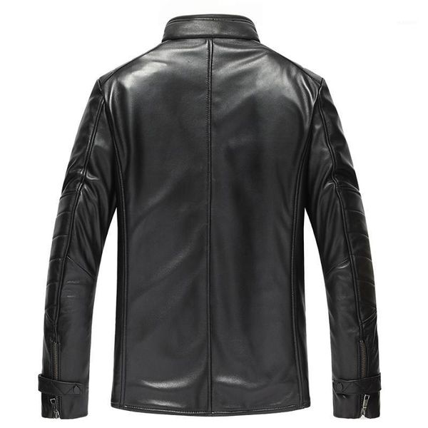 

genuine leather jackets for men real sheepskin leather jacket spring autumn motocycle plus size 5xl coat 19-827 mf6111, Black
