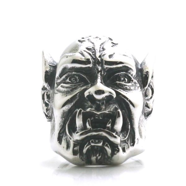 

size 7 to size 15 316l stainless gothic big evil demon skull ring newest, Golden;silver