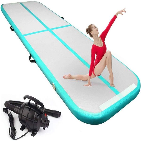 0,1 m Dicke, aufblasbare Gymnastik-Boden-Trampolin-Tumbling-Matte, Airtrack-Gym-Rasenmatte für Training/Yoga/Wasser