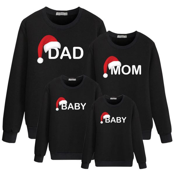

christmas mother daughter dresses family looks clothes t shirt sweatshirt mommy and me baby girls boys winter jacket clothing, Black