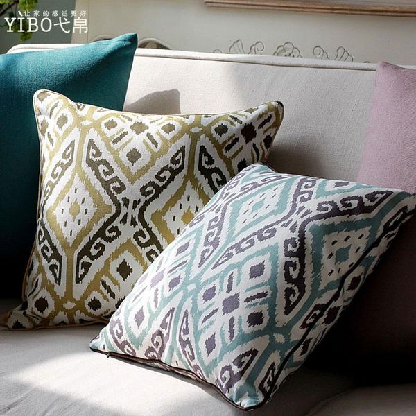 

cushion/decorative pillow 45x45cm country style pillowcase cushion cover yellow blue abstract geometric diamond sofa home decoration