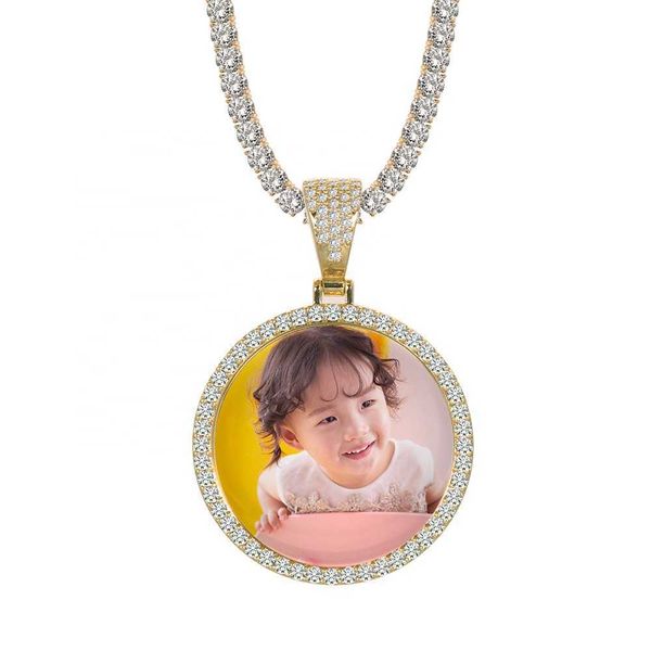 

2021 cubic zircon custom sublimation made p medallions necklace with tennis chain rope chains gifts picture necklace pendant, Silver