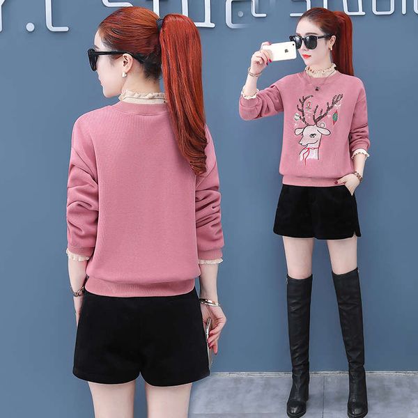 

women's sweater autumn and winter 2020 new fashion, foreign style, versatile plush thickening, age reducing short coat fashion, Black