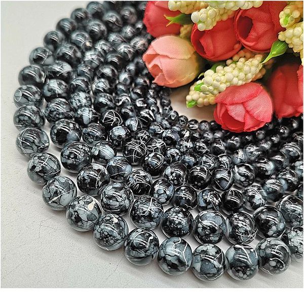 

wholesale 4/6/8/10mm pull white silk glass beads loose spacer beads painted charm for jewellery making diy bracelet&neck qylrhv