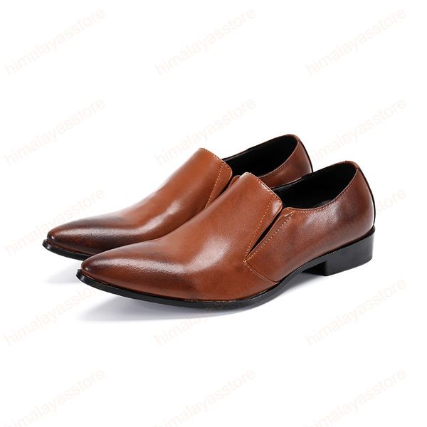 Moda Kahverengi İş Erkekler Elbise Sivri Burun Gerçek Deri Erkekler Ayakkabı Büro Oxford Deri Ayakkabı Ayakkabı Ayakkabı