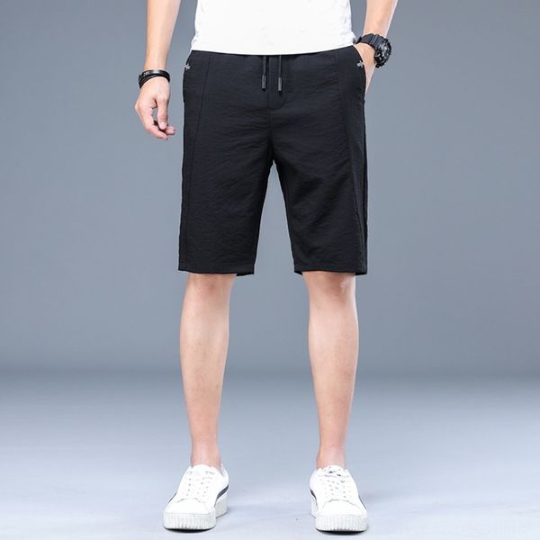 

ice silk men's trend loose tight waist korean summer ultra thin sports five tight casual pants casual pantspoint air conditioning pants, Blue