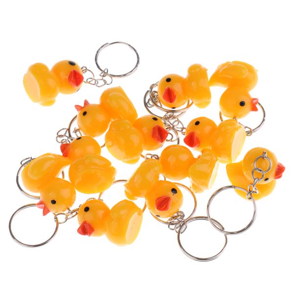 

12pcs/set cute yellow duck doll figures keychain bag/purse keyring pendant car auto hanging ornament, Slivery;golden