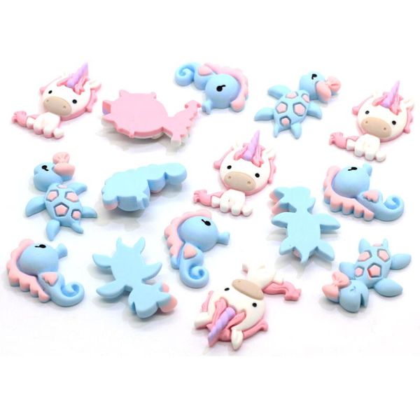 

10/50 pcs cute design beads resin flat back stickers cabochon moon angel sea horse unicornhorse style for decoration diy