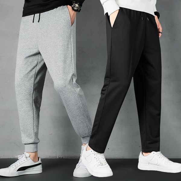 

men's autumn nine point guard korean fashion loose sports corset straight versatile casual pants, Black