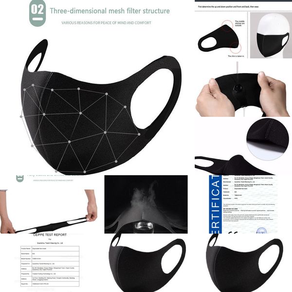

masks dust-proof non-disposable breathable 1/10 pack fashionable black individually outdoor sup 38gn