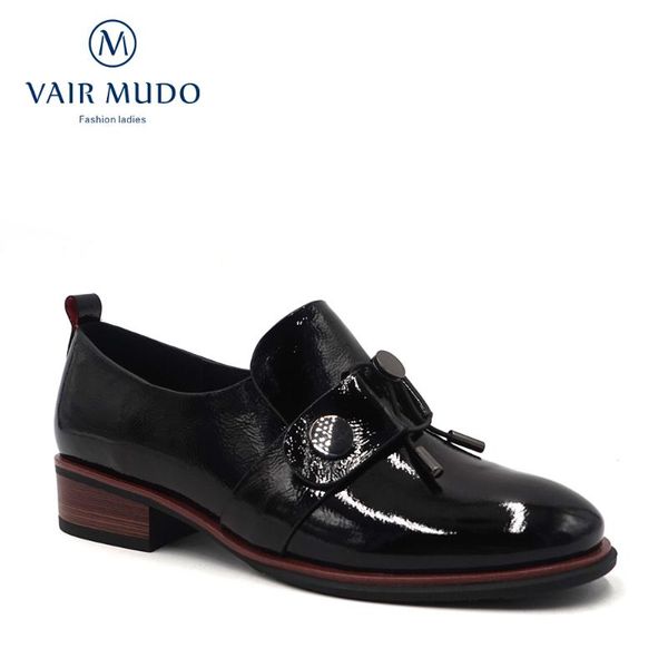 

vair mudo 2020new brand women pumps shoes patent leather black low heels factory sale handmade shoes women casual d171