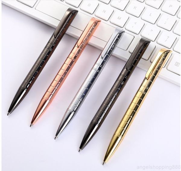 

1 pcs unique design luxury pen , oblique head metal checkered style ballpoint pen for writing, Blue;orange