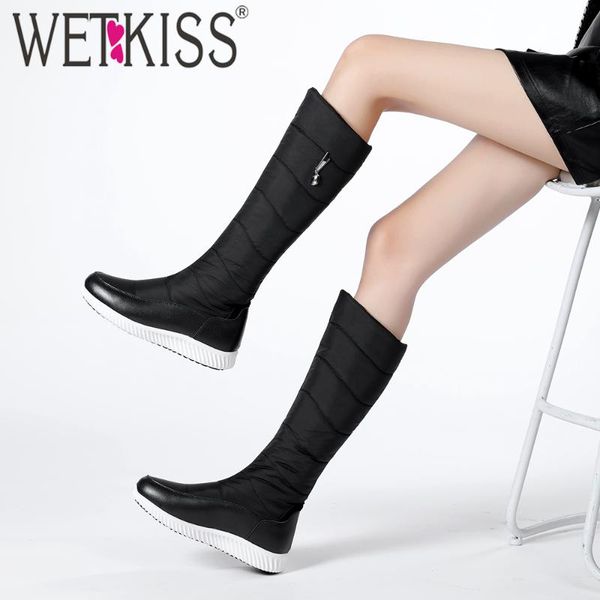 

wetkiss 2021 russia snow boots platform dowm thick fur women knee high boot warm cozy winter boots waterproof shoes plus size 44, Black