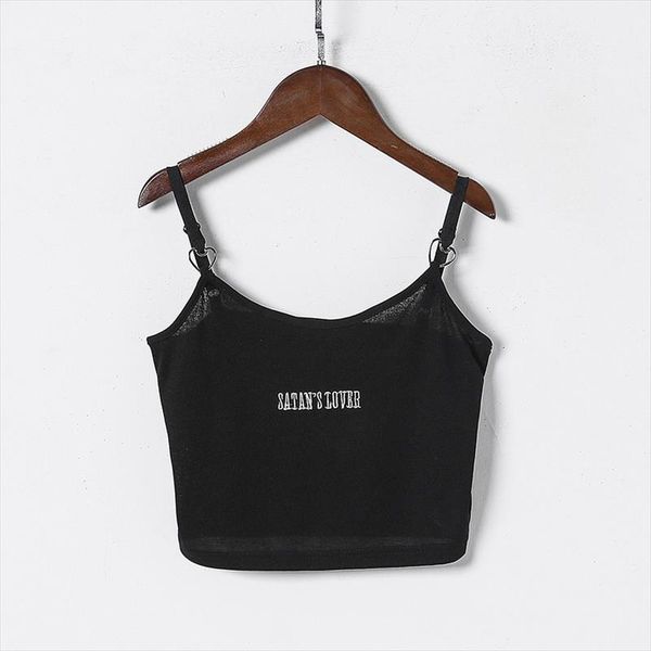

women camis embroidery letter print backless summer slim casual bottoming short female fashion, White