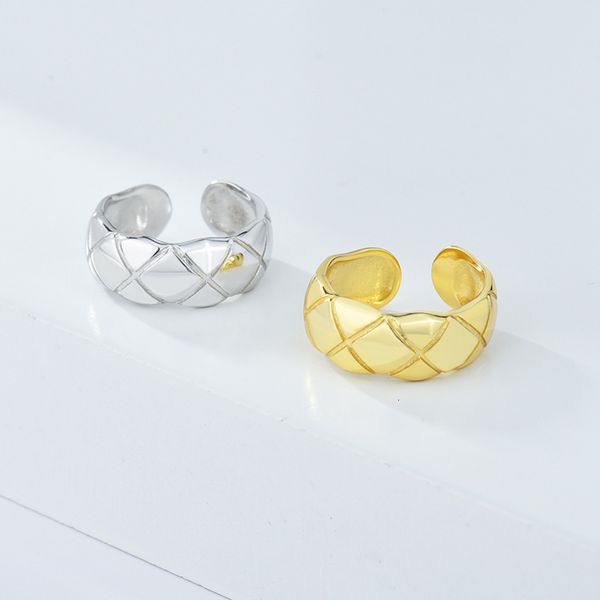 

xiao's s925 sterling silver fashion net red simple rhombic pattern with adjustable opening for women and versatile index finger ring