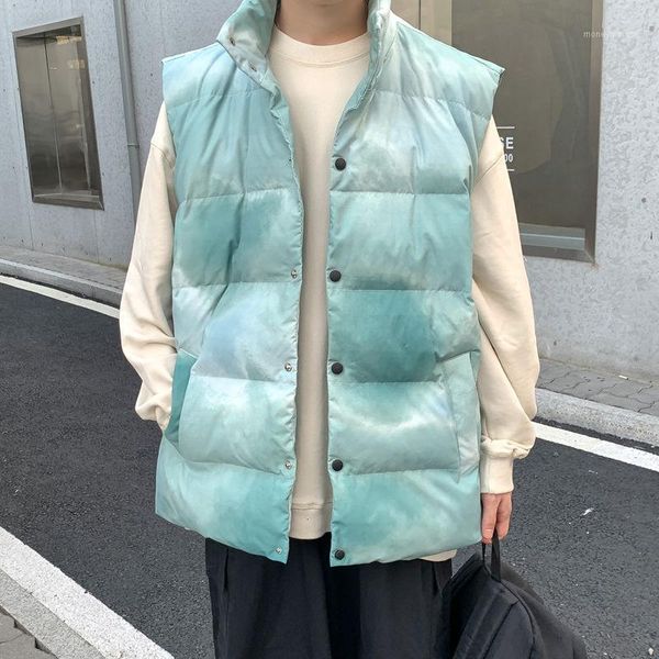 

men's vests winter 2021 men's camouflage printed stand collar cotton vest warm loose single breasted casual coat plue size m-5xl1, Black;white