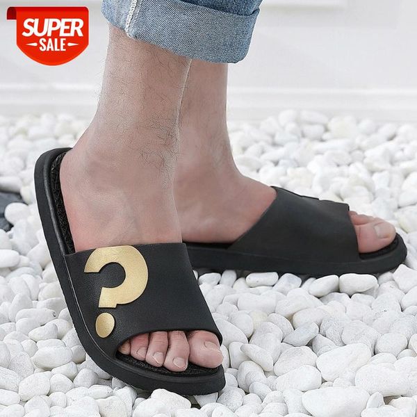 

all season men home indoor slippers question mark thick non slip soft sole bathroom shower steam room casual simple shoes male #wl1d