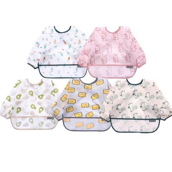 

baby boy girl bibs waterproof long sleeve bibs kids cloth feeding bib with pocket child apron smock long-sleeved waterproof clothing