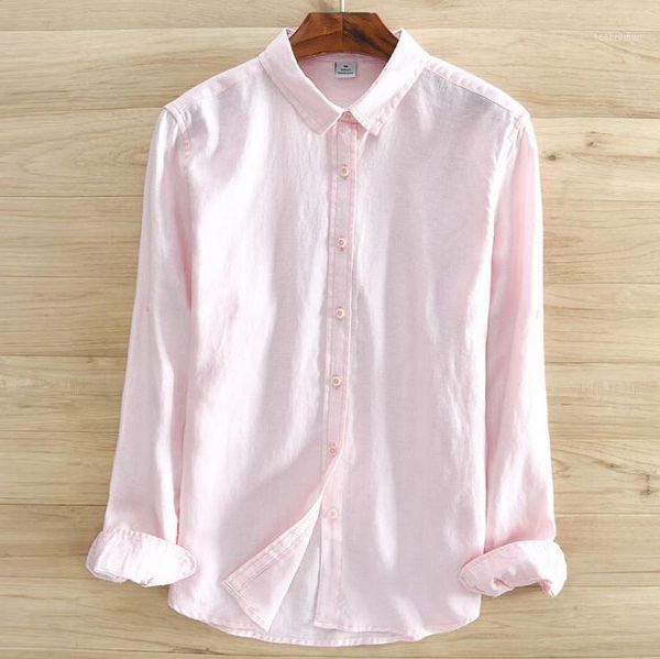 

summer men's long sleeve shirts pure color cotton linen shirt mens fashion casual breathable lapel single-breasted clothes1 men's, White;black
