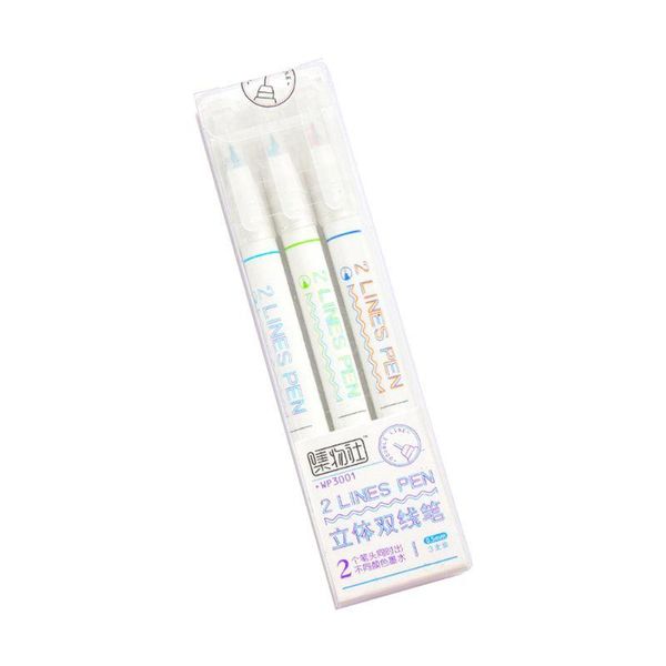 

3/6pcs double 2 lines gel pen marker diy scrapbooking journal decor stationery