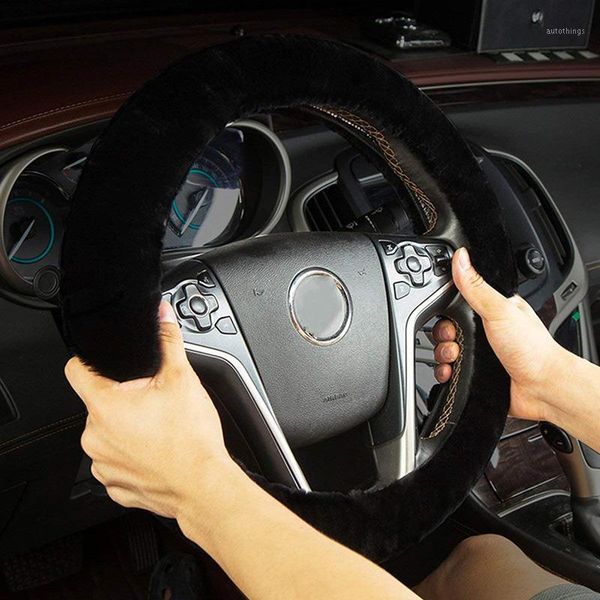 

autoyouth artificial plush steering wheel cover classic black car wheel protector soft comfortable 38cm/15inch pure hand-made1