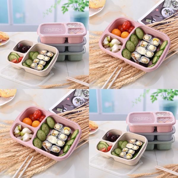 Viajar Ao Ar Livre Portátil Lunch Caixas Plásticas Quadrado Bento Bolos Capas Cozinha Alimentos separados Recipientes de Armazenamento de Alimentos Trabalho Nova Chegada 3 2HH F2