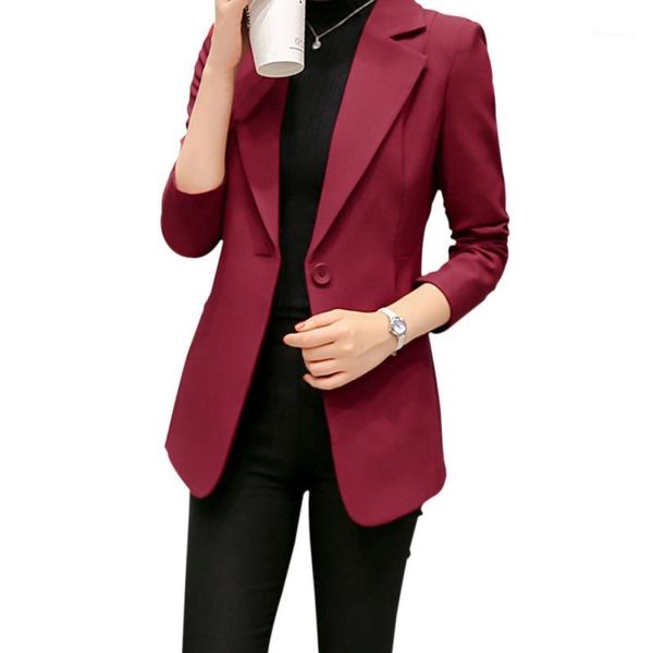 

2018 fashion spring autumn fashion single button blazer office lady formal blazers solid women blazers jackets1, White;black