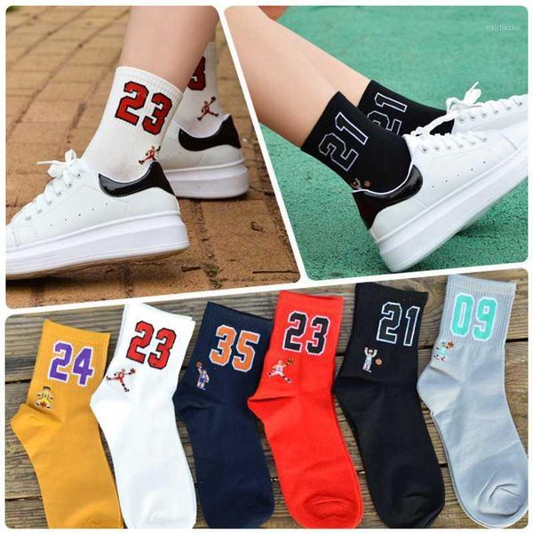 

1 pair cotton fashion sports socks cartoon characters and digital patterned basketball socks for spring autumn winter1, Black